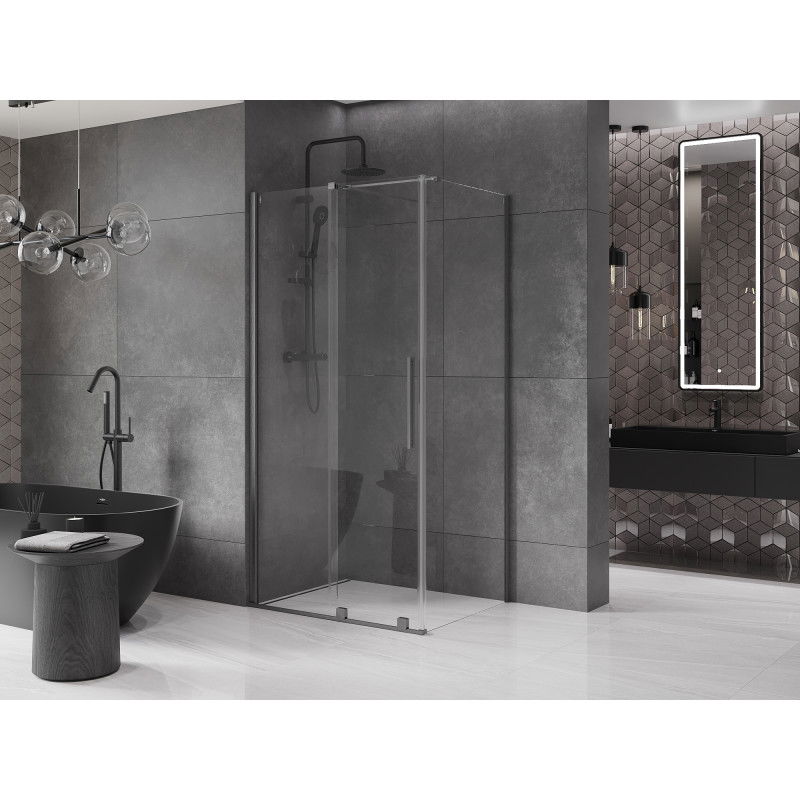 Mexen Velar sliding shower cabin 90 x 70 cm, transparent, brushed gun gray - 871-090-070-01-66