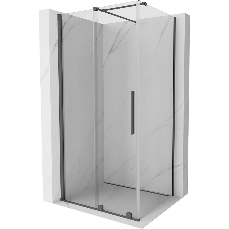 Mexen Velar sliding shower cabin 90 x 110 cm, transparent, brushed gun gray - 871-090-110-01-66