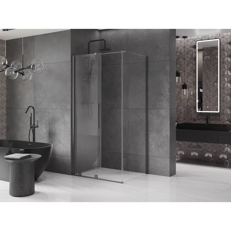Mexen Velar sliding shower cabin 90 x 110 cm, transparent, brushed gun gray - 871-090-110-01-66