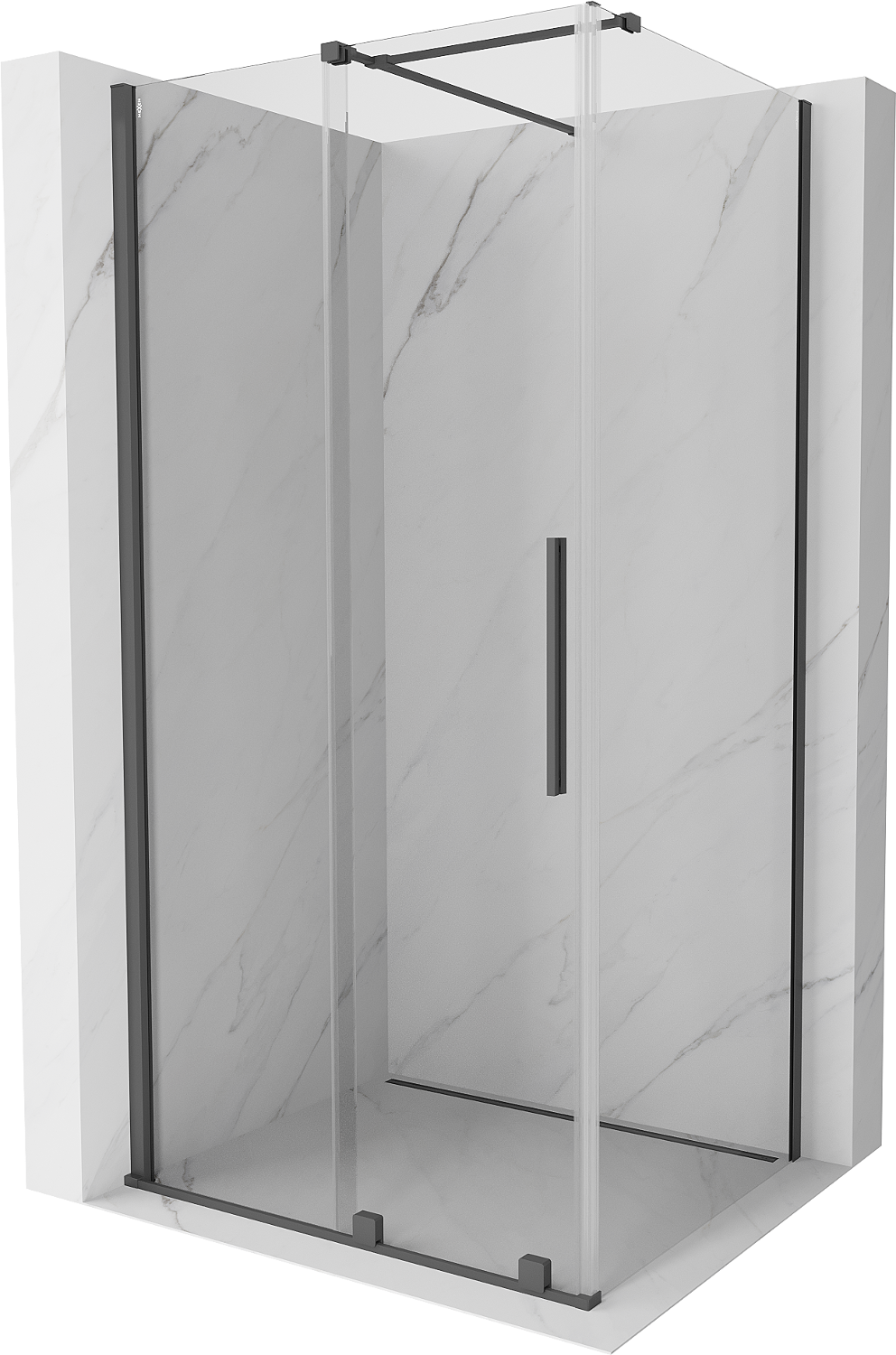 Mexen Velar extendable shower cubicle 90 x 120 cm, transparent, brushed gun gray - 871-090-120-01-66