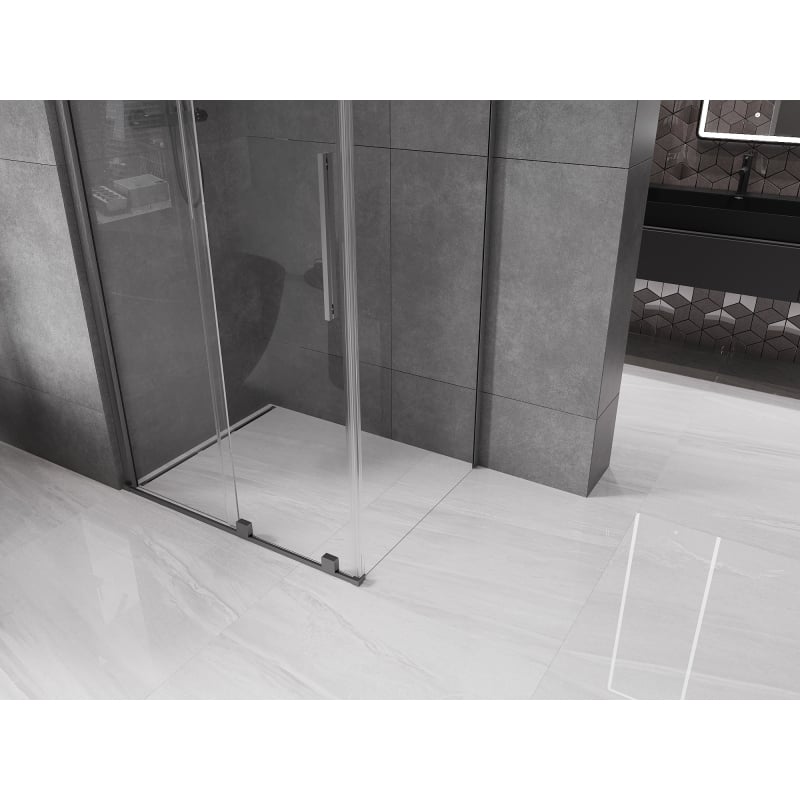 Mexen Velar sliding shower enclosure 110 x 90 cm, transparent, brushed gun gray - 871-110-090-01-66