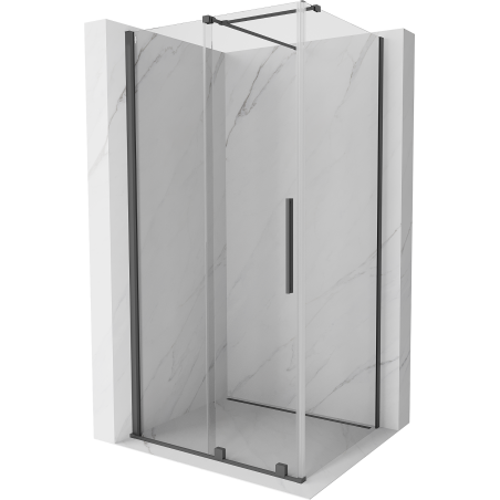 Mexen Velar extendable shower cubicle 120 x 90 cm, transparent, brushed gun gray - 871-120-090-01-66