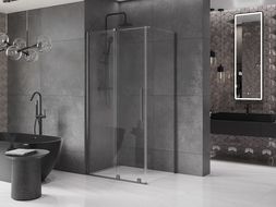 Mexen Velar extendable shower cubicle 120 x 90 cm, transparent, brushed gun gray - 871-120-090-01-66