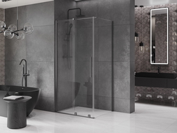 Mexen Velar sliding shower cabin 120 x 90 cm, transparent, brushed gun gray - 871-120-090-01-66