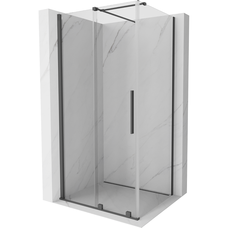Mexen Velar extendable shower cubicle 130 x 100 cm, transparent, brushed gun gray - 871-130-100-01-66