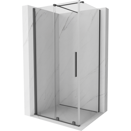 Mexen Velar extendable shower cubicle 140 x 90 cm, transparent, brushed gun gray - 871-140-090-01-66