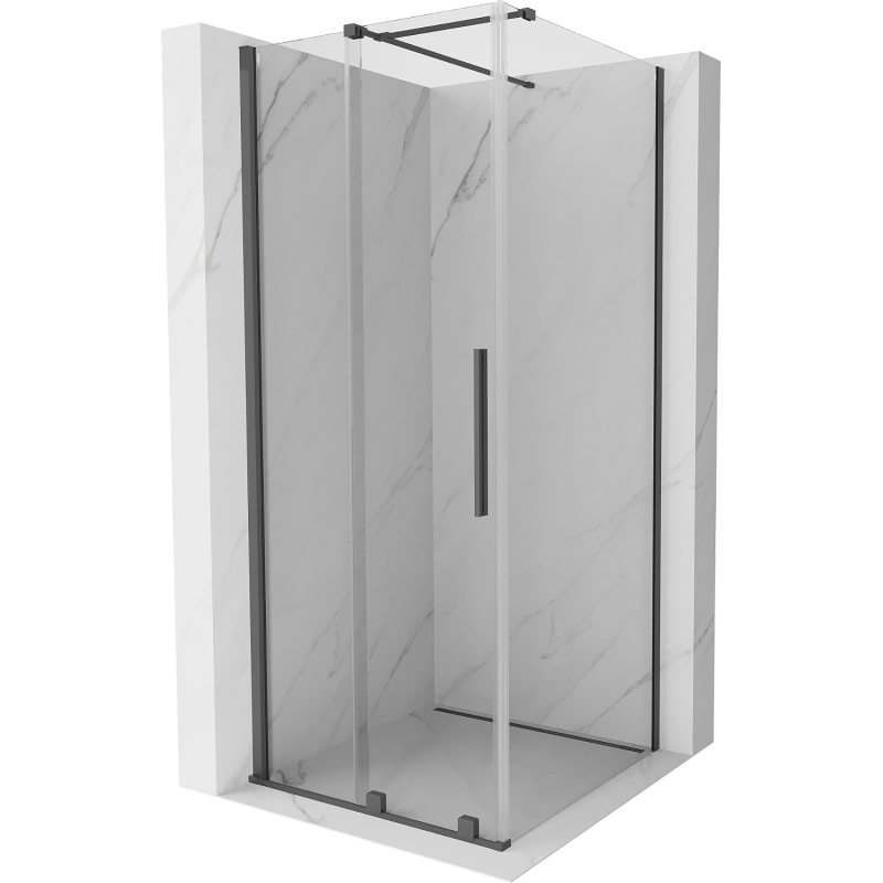 Mexen Velar extendable shower cubicle 110 x 110 cm, transparent, brushed gun gray - 871-110-110-01-66
