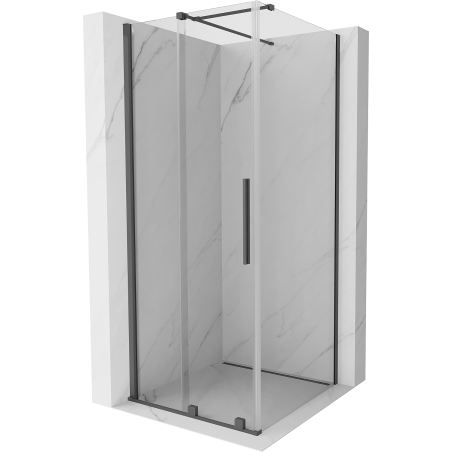 Mexen Velar extendable shower cubicle 110 x 110 cm, transparent, brushed gun gray - 871-110-110-01-66