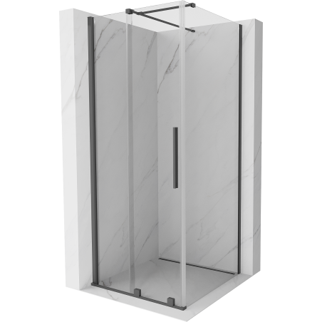 Mexen Velar sliding shower cabin 110 x 110 cm, transparent, brushed gun gray - 871-110-110-01-66