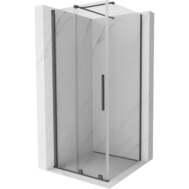 Mexen Velar 120 x 120 cm Sliding Shower Enclosure, Transparent, Brushed Gun Gray - 871-120-120-01-66