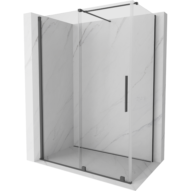 Mexen Velar extendable shower cubicle 130 x 75 cm, transparent, brushed gun gray - 871-130-075-01-66