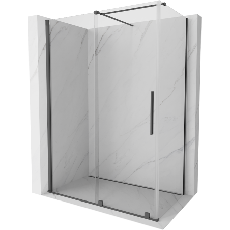 Mexen Velar sliding shower cabin 130 x 75 cm, transparent, brushed gun gray - 871-130-075-01-66