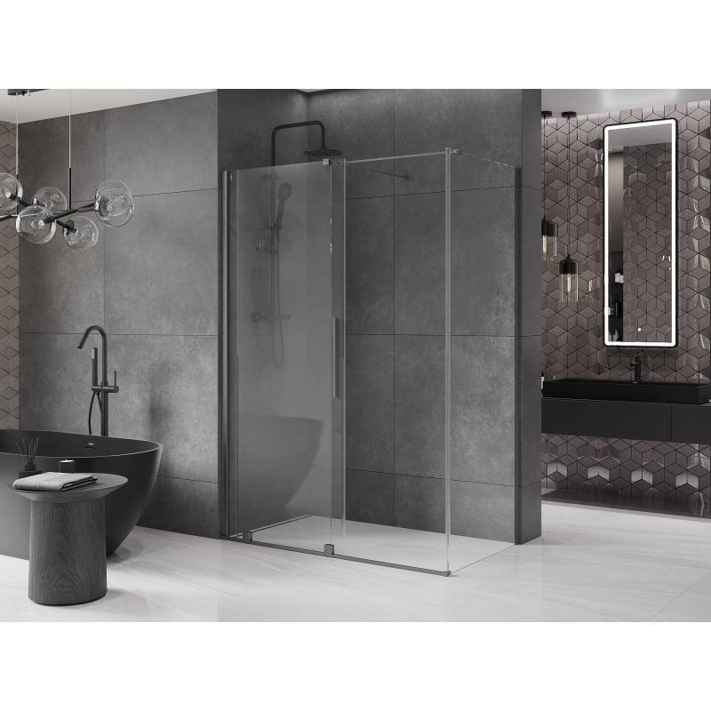 Mexen Velar sliding shower cabin 140 x 75 cm, transparent, gun gray brushed - 871-140-075-01-66