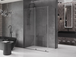 Mexen Velar sliding shower cabin 140 x 85 cm, transparent, brushed gun gray - 871-140-085-01-66