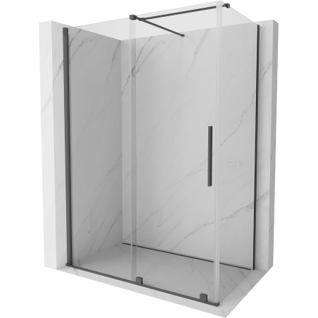 Mexen Velar extendable shower cubicle 150 x 85 cm, transparent, brushed gun gray - 871-150-085-01-66