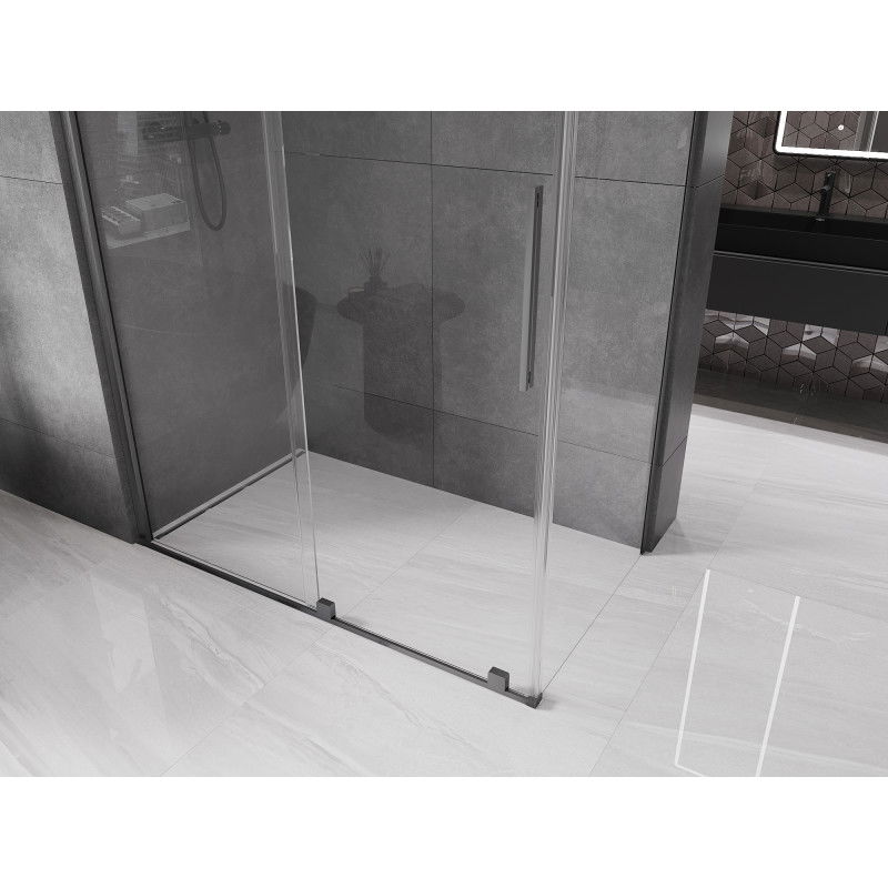 Mexen Velar sliding shower enclosure 150 x 75 cm, transparent, brushed gun gray - 871-150-075-01-66