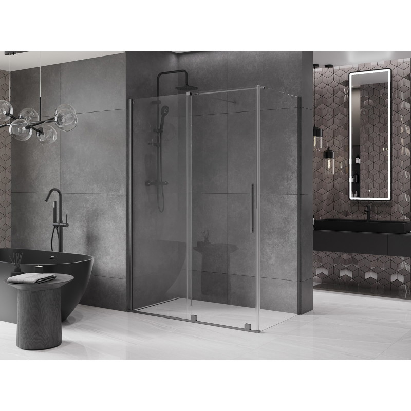 Mexen Velar sliding shower cabin 160 x 85 cm, transparent, gun gray brushed - 871-160-085-01-66