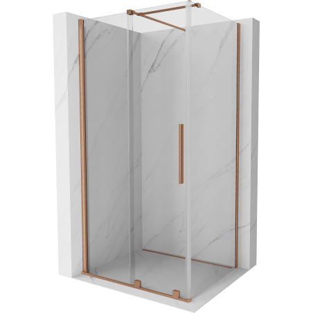 Mexen Velar extendable shower cubicle 90 x 70 cm, transparent, brushed copper - 871-090-070-01-65