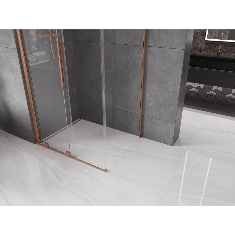 Mexen Velar sliding shower cabin 100 x 110 cm, transparent, brushed copper - 871-100-110-01-65
