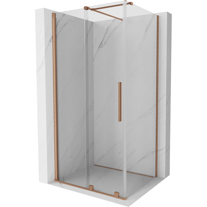 Mexen Velar extendable shower cubicle 110 x 70 cm, transparent, brushed copper - 871-110-070-01-65