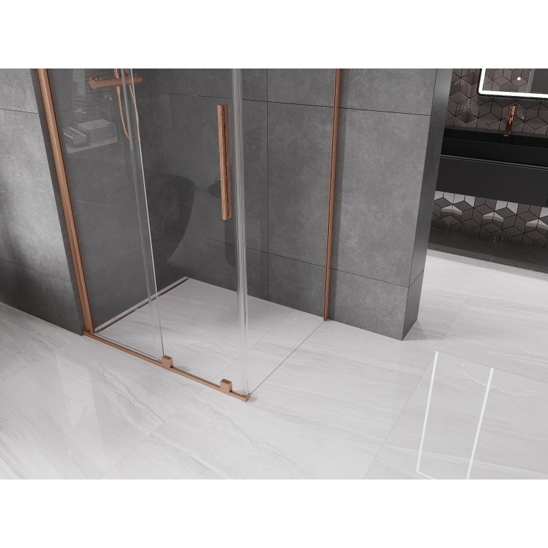 Mexen Velar sliding shower enclosure 110 x 80 cm, transparent, brushed copper - 871-110-080-01-65