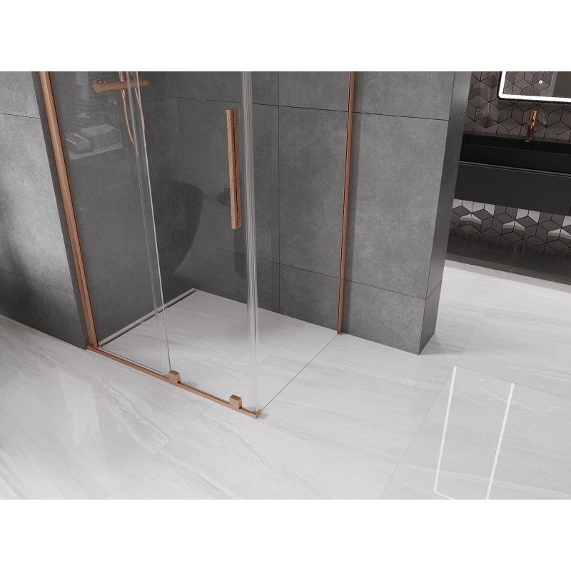Mexen Velar Sliding Shower Enclosure 110 x 120 cm, Transparent, Brushed Copper - 871-110-120-01-65