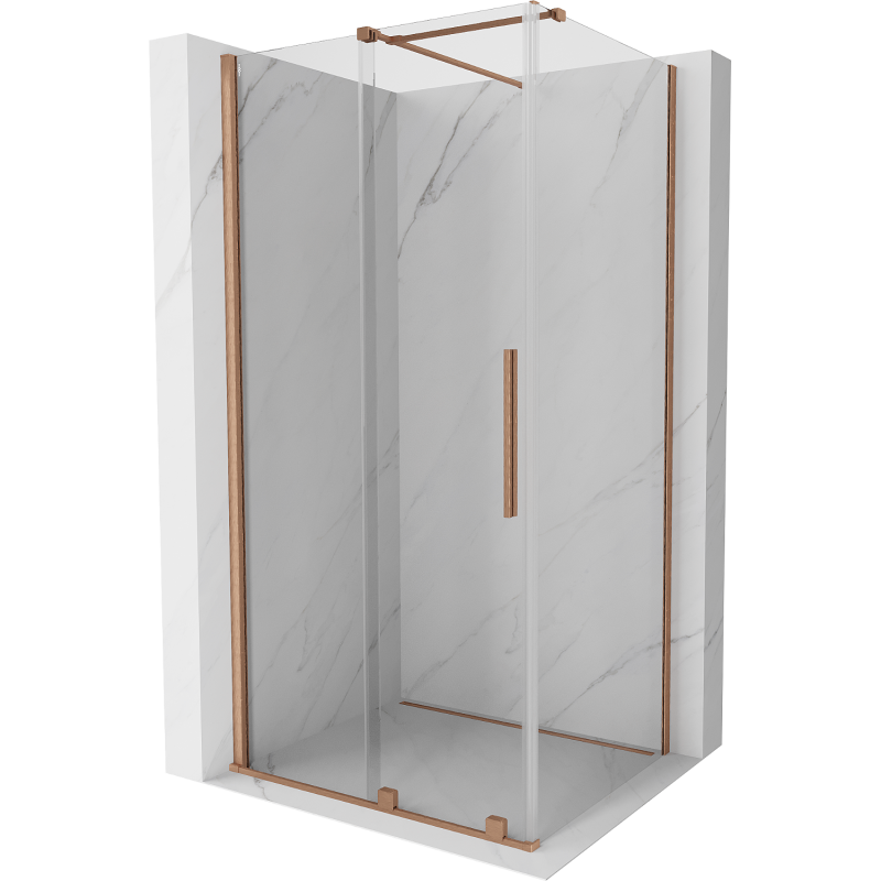 Mexen Velar extendable shower cubicle 120 x 90 cm, transparent, brushed copper - 871-120-090-01-65