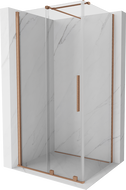 Mexen Velar extendable shower cubicle 120 x 90 cm, transparent, brushed copper - 871-120-090-01-65