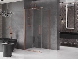 Mexen Velar extendable shower cubicle 120 x 90 cm, transparent, brushed copper - 871-120-090-01-65