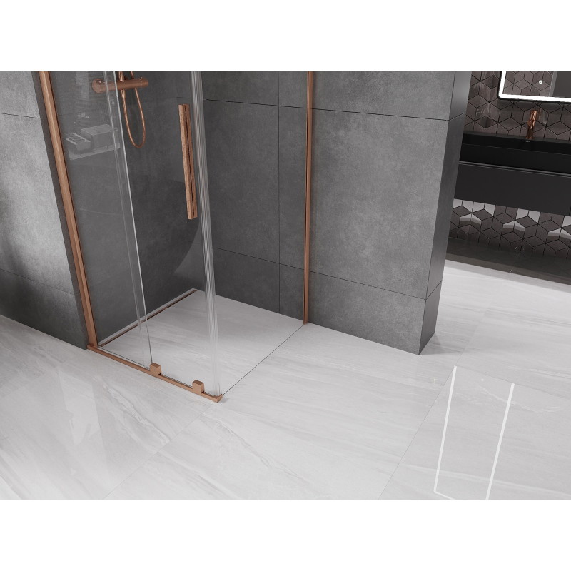 Mexen Velar sliding shower cabin 90 x 90 cm, transparent, brushed copper - 871-090-090-01-65