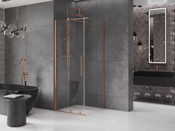 Mexen Velar sliding shower cabin 100 x 100 cm, transparent, brushed copper - 871-100-100-01-65