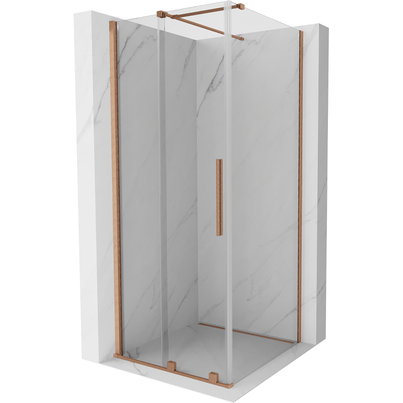 Mexen Velar extendable shower cubicle 120 x 120 cm, transparent, brushed copper - 871-120-120-01-65