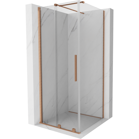 Mexen Velar sliding shower cabin 120 x 120 cm, transparent, brushed copper - 871-120-120-01-65