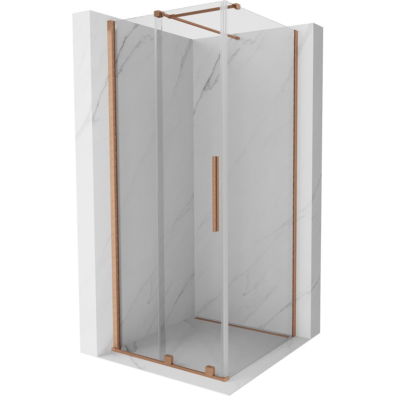 Mexen Velar sliding shower cabin 110 x 110 cm, transparent, brushed copper - 871-110-110-01-65