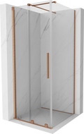 Mexen Velar extendable shower cubicle 110 x 110 cm, transparent, brushed copper - 871-110-110-01-65