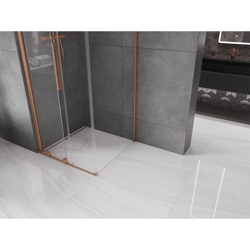 Mexen Velar sliding shower cabin 110 x 110 cm, transparent, brushed copper - 871-110-110-01-65