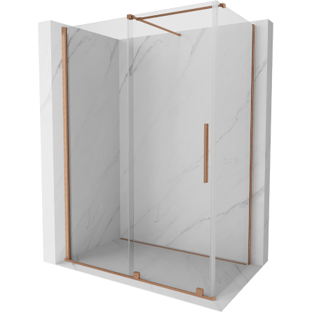 Mexen Velar extendable shower cubicle 130 x 70 cm, transparent, brushed copper - 871-130-070-01-65