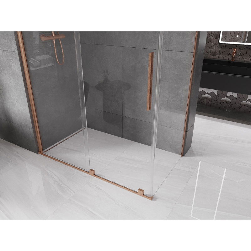 Mexen Velar sliding shower cabin 140 x 70 cm, transparent, brushed copper - 871-140-070-01-65