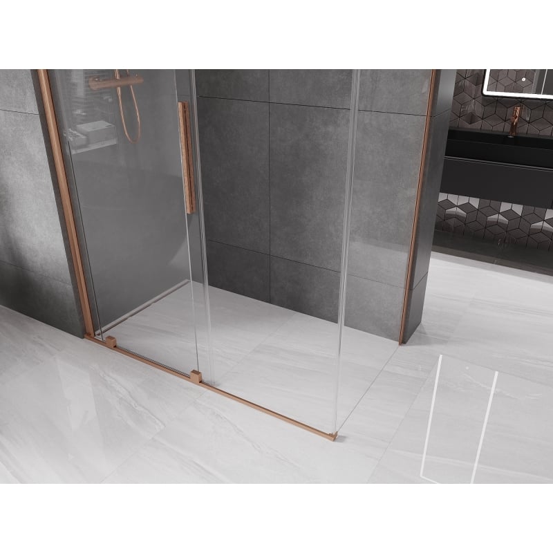 Mexen Velar sliding shower cabin 150 x 70 cm, transparent, brushed copper - 871-150-070-01-65