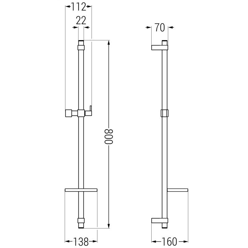 Mexen DQ shower rod with soap dish 80 cm, brushed gun gray - 79381-66