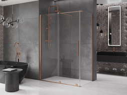 Mexen Velar sliding shower cabin 150 x 85 cm, transparent, brushed copper - 871-150-085-01-65