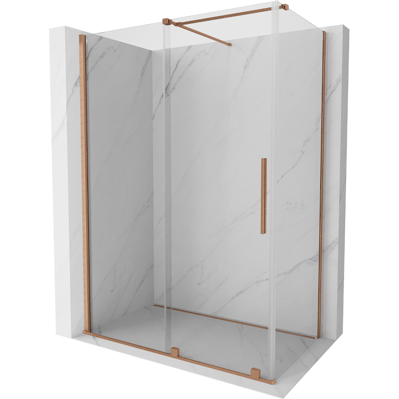Mexen Velar extendable shower cubicle 150 x 90 cm, transparent, brushed copper - 871-150-090-01-65