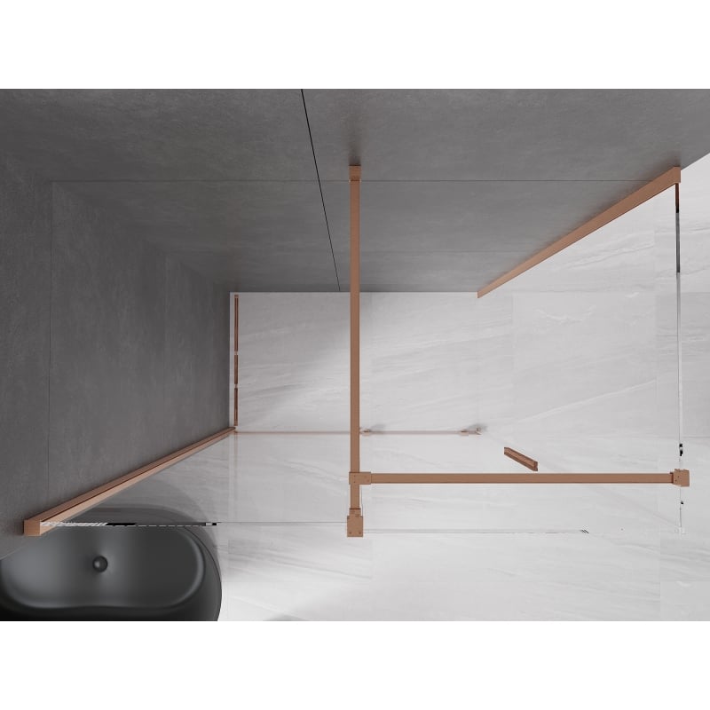Mexen Velar sliding shower enclosure 160 x 75 cm, transparent, brushed copper - 871-160-075-01-65