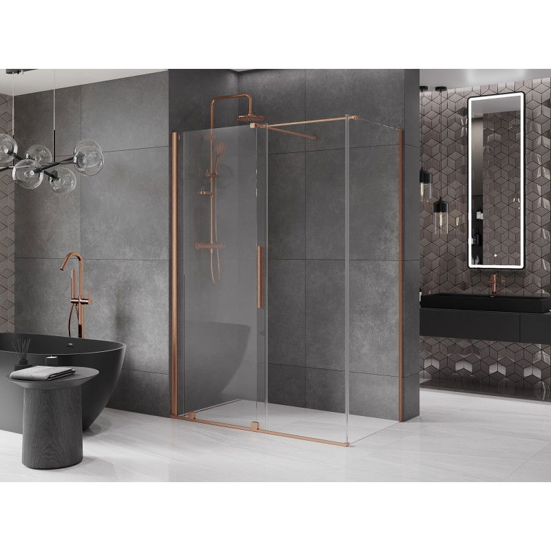Mexen Velar sliding shower cabin 160 x 80 cm, transparent, brushed copper - 871-160-080-01-65