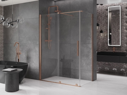 Mexen Velar sliding shower enclosure 160 x 80 cm, transparent, brushed copper - 871-160-080-01-65