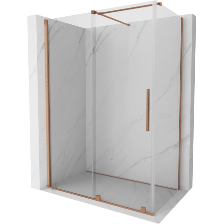 Mexen Velar Sliding Shower Enclosure 160 x 100 cm, Transparent, Brushed Copper - 871-160-100-01-65