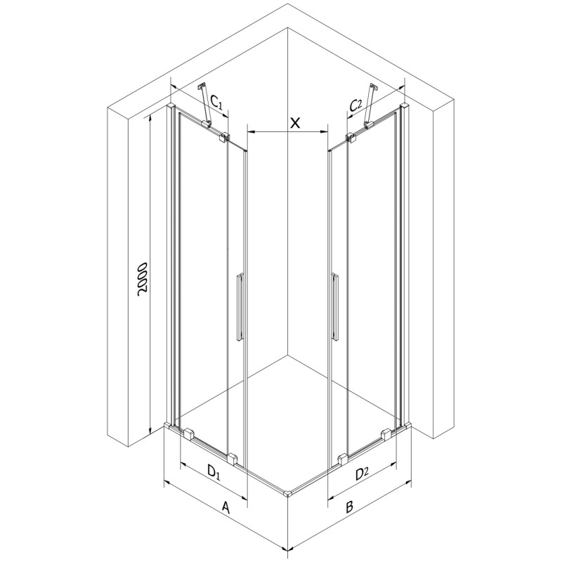 Mexen Velar Duo sliding shower cabin 100 x 90 cm, transparent, white - 871-100-090-02-20