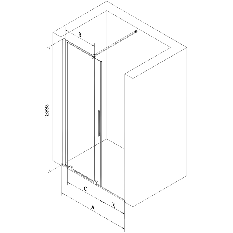 Mexen Velar sliding shower door 140 cm, transparent, black - 871-140-000-01-70