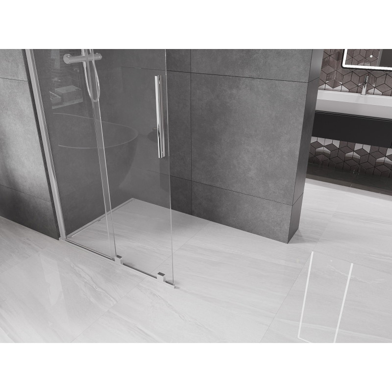 Mexen Velar Walk-in Sliding Shower Wall 100 x 200 cm, Transparent 8 mm, Chrome - 871-100-000-03-01