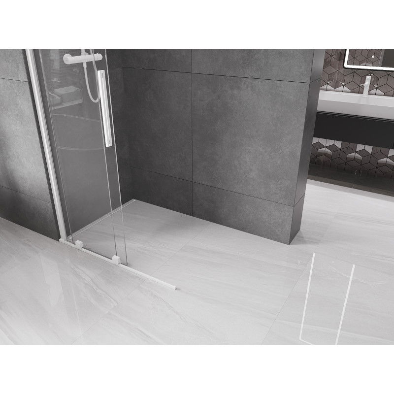 Mexen Velar sliding walk-in shower wall 100 x 200 cm, transparent 8 mm, white - 871-100-000-03-20